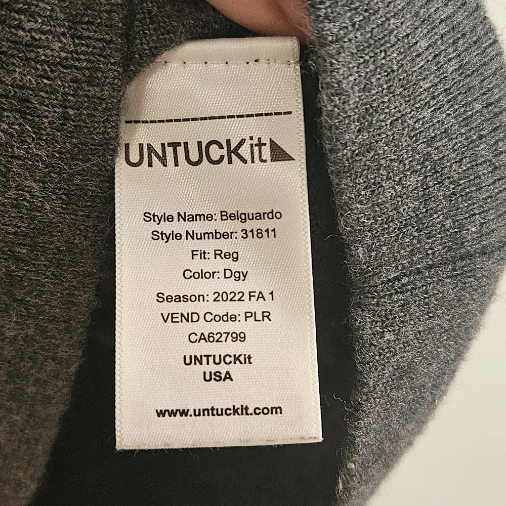 Untuckit Sweater S Gray Lightweight Extra Fine Merino 1/4 Zip Preppy Pullover